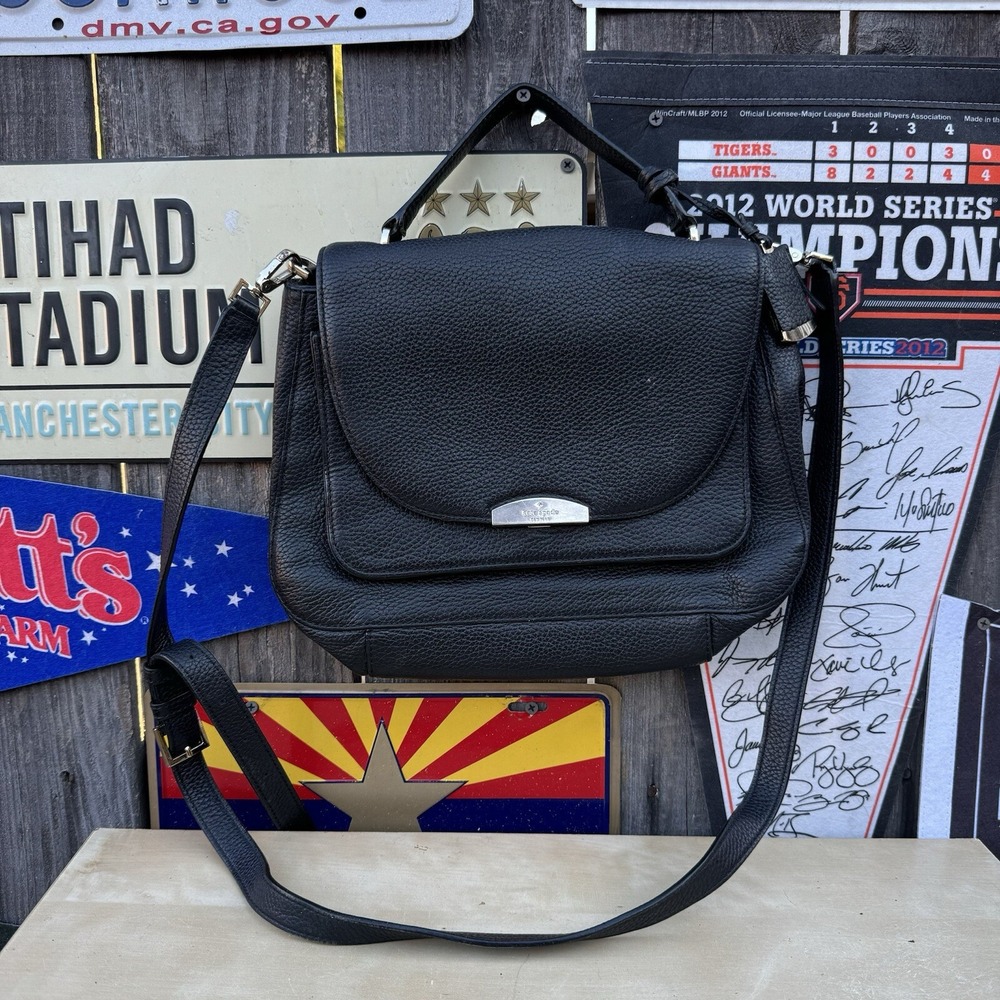 Kate Spade New York Black Pebbled Leather Mini Messenger Satchel Crossbody Bag
